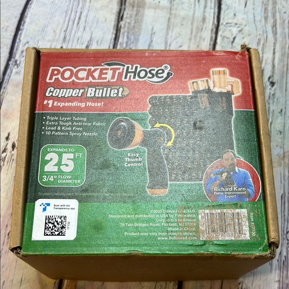 Pocket Hose Copper Bullet - 25 feet with Spray Nozzle